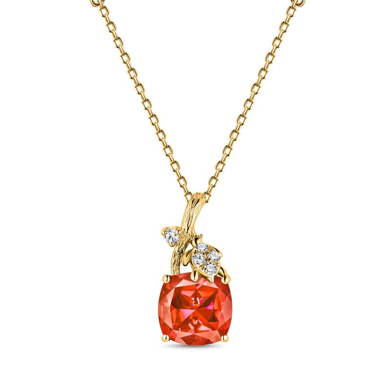 14k Yellow Gold Fire Opal and Diamond Necklace